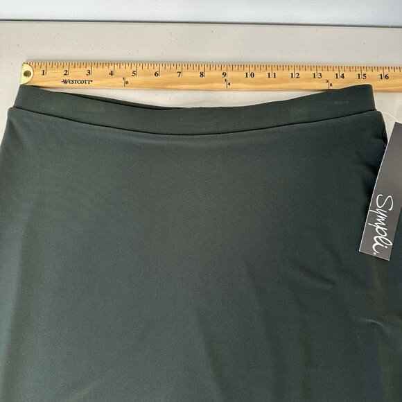 Sympli Re-Zip Midi Skirt Size 10 Green Juniper Classic Pull on Straight - Picture 7 of 13